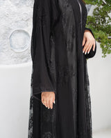 R321 Luxurious Chiffon Gulf Model Black Abaya Abaya for Women UAE – Abaya – Rutba Fashion Abaya