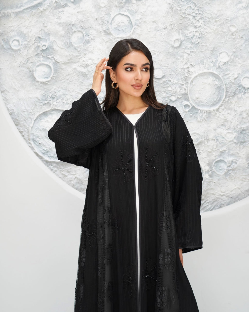 R321 Luxurious Chiffon Gulf Model Black Abaya Abaya for Women UAE – Abaya – Rutba Fashion Abaya