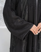 R321 Luxurious Chiffon Gulf Model Black Abaya Abaya for Women UAE – Abaya – Rutba Fashion Abaya