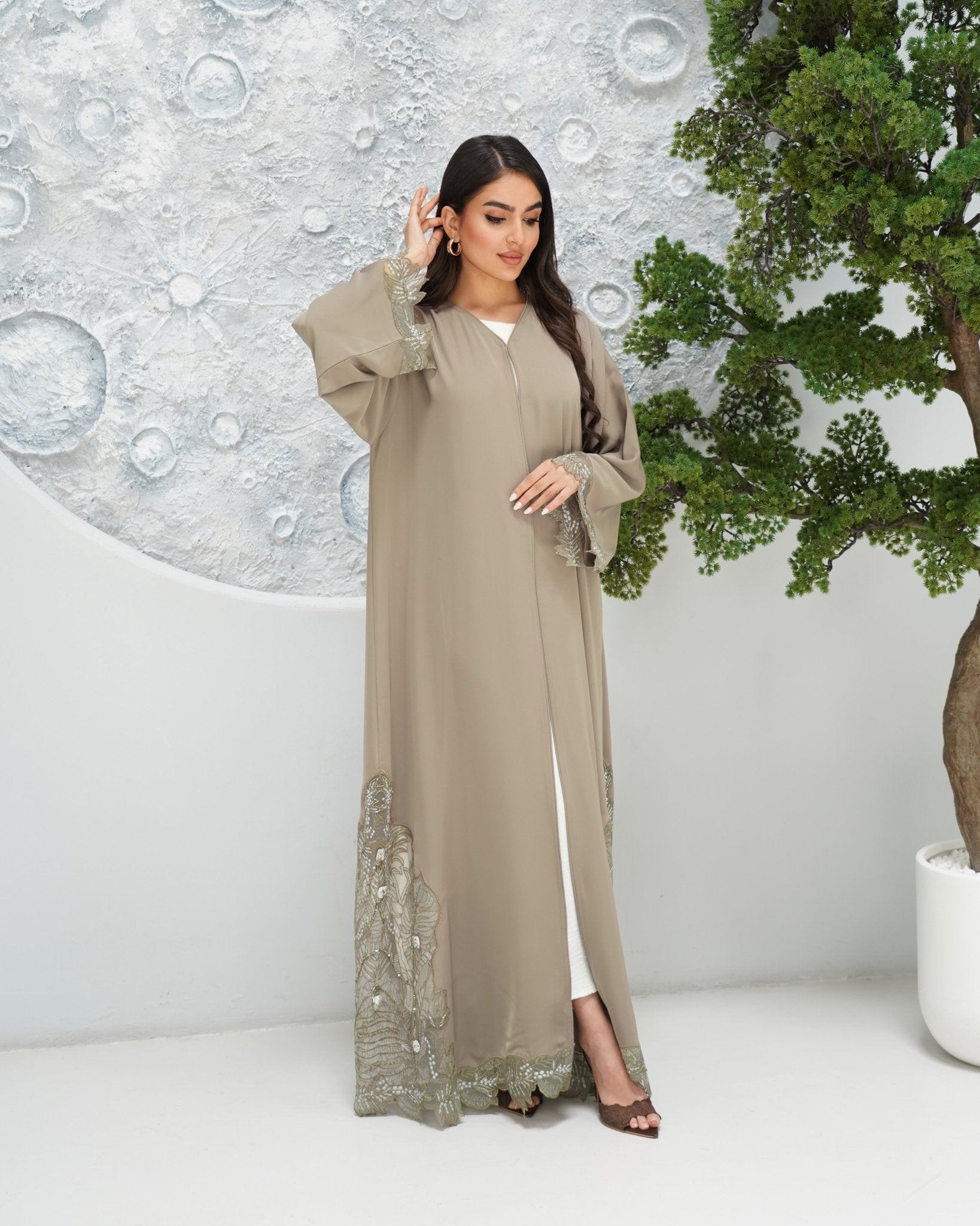 R322 Beautiful Colors Dantel Abay a with colour full beads work Abaya for Women UAE – Abaya – Rutba Fashion Abaya