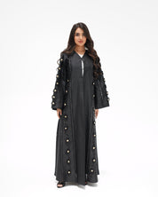 R323 Black Floral Lace Beaded Abaya Abaya for Women UAE – Abaya – Rutba Fashion Abaya