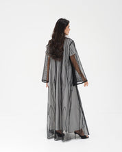 R326 Black Diamond Net Embroidery Beaded Abaya Abaya for Women UAE – Abaya – Rutba Fashion Abaya