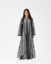 R326 Black Diamond Net Embroidery Beaded Abaya Abaya for Women UAE – Abaya – Rutba Fashion Abaya