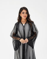 R326 Black Diamond Net Embroidery Beaded Abaya Abaya for Women UAE – Abaya – Rutba Fashion Abaya