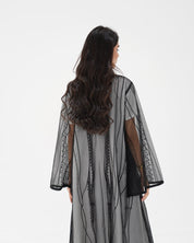 R326 Black Diamond Net Embroidery Beaded Abaya Abaya for Women UAE – Abaya – Rutba Fashion Abaya