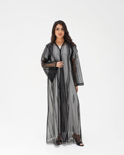 R326 Black Diamond Net Embroidery Beaded Abaya Abaya for Women UAE – Abaya – Rutba Fashion Abaya
