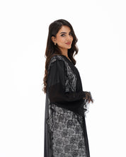 R327 Black Floral Dantel Embroidery Beaded Abaya Abaya for Women UAE – Abaya – Rutba Fashion Abaya