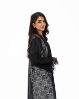 R327 Black Floral Dantel Embroidery Beaded Abaya Abaya for Women UAE – Abaya – Rutba Fashion Abaya
