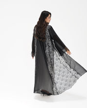 R327 Black Floral Dantel Embroidery Beaded Abaya Abaya for Women UAE – Abaya – Rutba Fashion Abaya