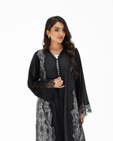 R327 Black Floral Dantel Embroidery Beaded Abaya Abaya for Women UAE – Abaya – Rutba Fashion Abaya