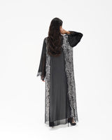 R327 Black Floral Dantel Embroidery Beaded Abaya Abaya for Women UAE – Abaya – Rutba Fashion Abaya