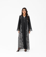 R327 Black Floral Dantel Embroidery Beaded Abaya Abaya for Women UAE – Abaya – Rutba Fashion Abaya