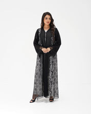 R327 Black Floral Dantel Embroidery Beaded Abaya Abaya for Women UAE – Abaya – Rutba Fashion Abaya