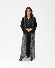 R327 Black Floral Dantel Embroidery Beaded Abaya Abaya for Women UAE – Abaya – Rutba Fashion Abaya