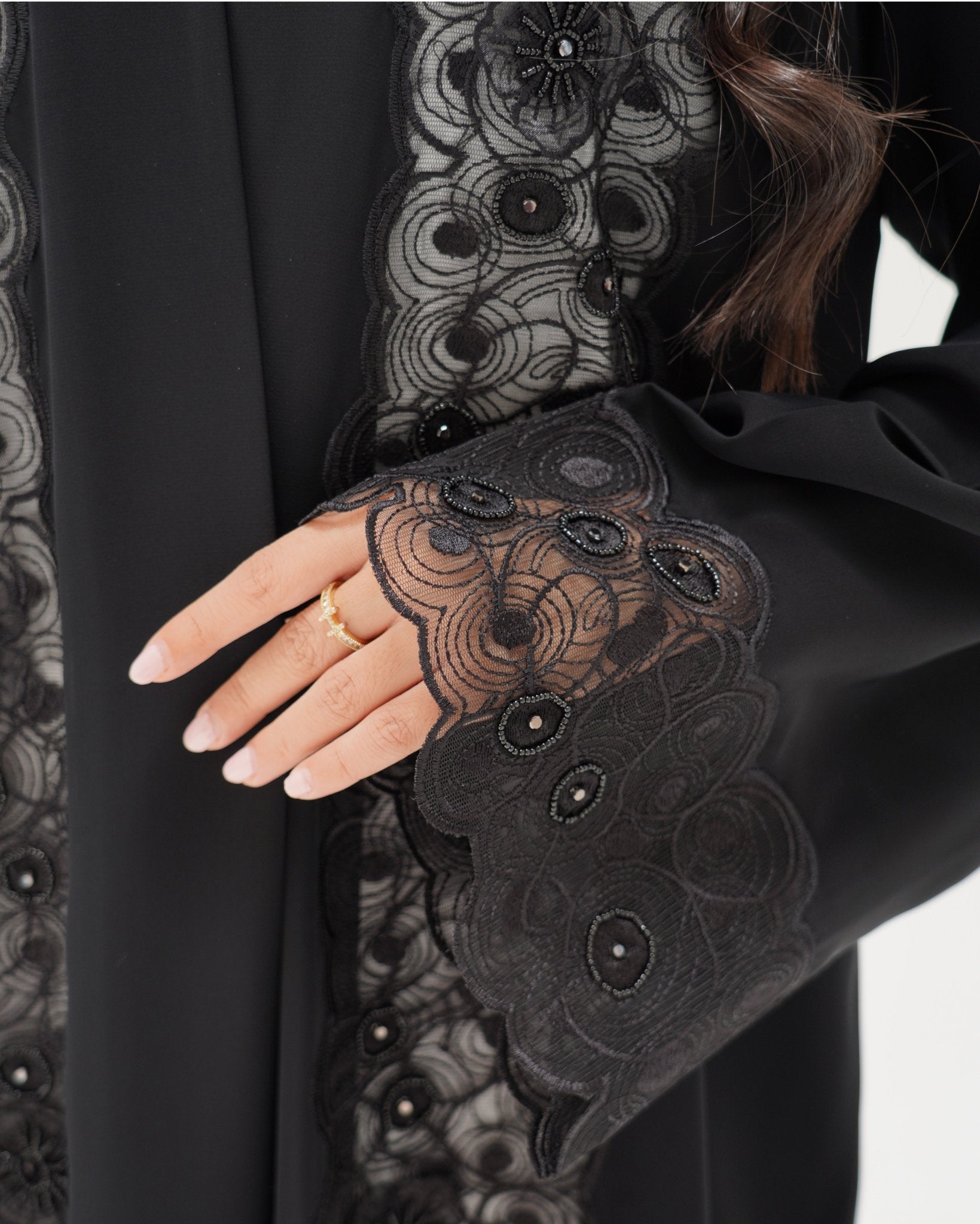 R328 Black Embroidery Beaded Abaya Abaya for Women UAE – Abaya – Rutba Fashion Abaya