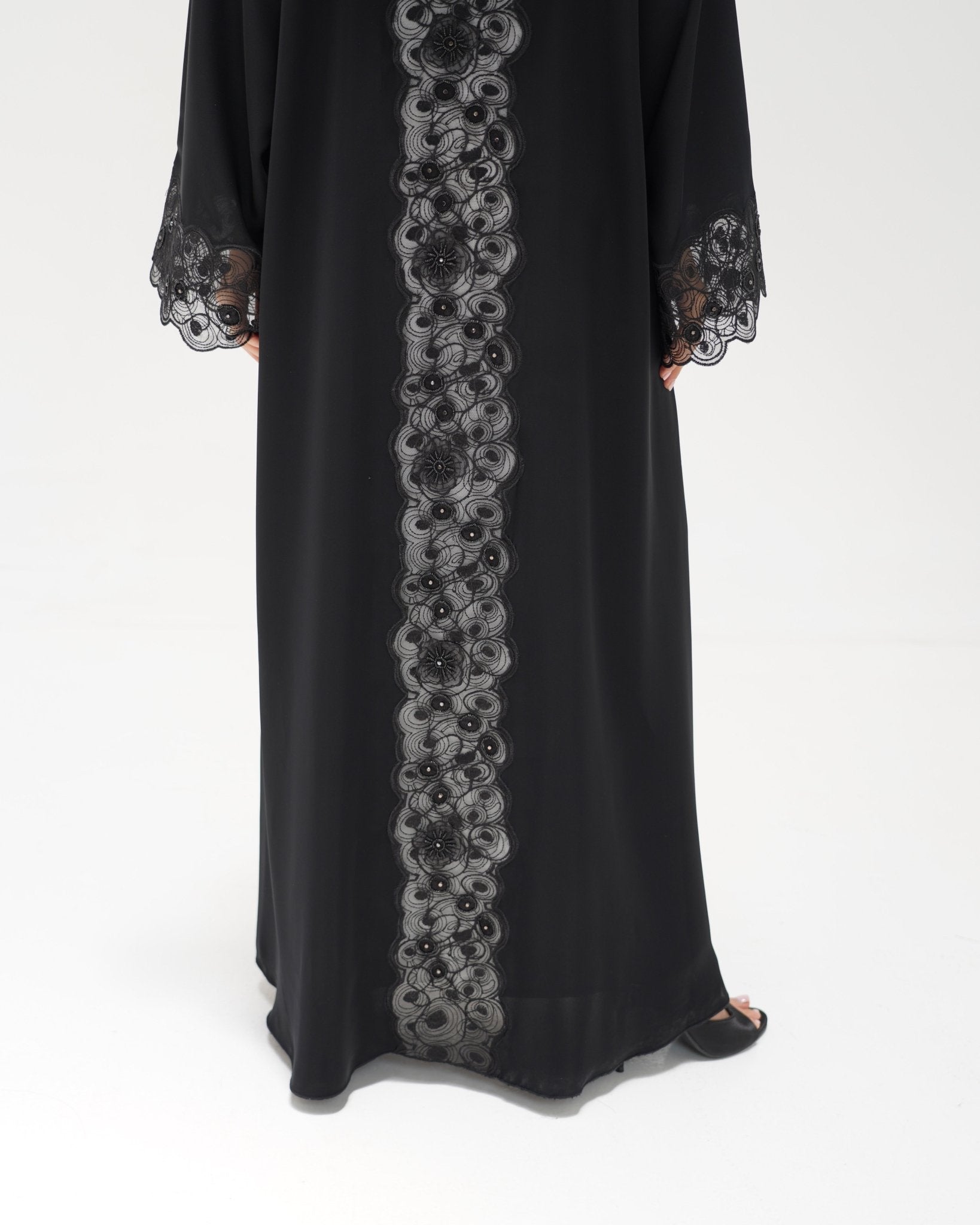 R328 Black Embroidery Beaded Abaya Abaya for Women UAE – Abaya – Rutba Fashion Abaya
