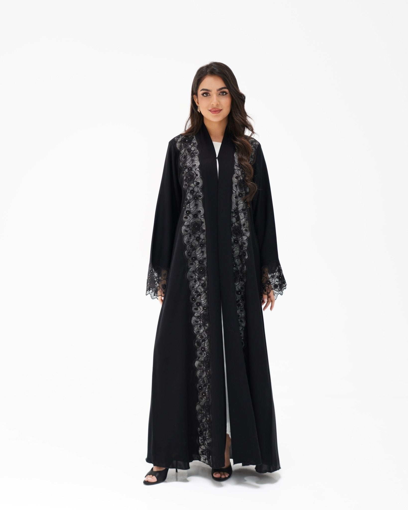 R328 Black Embroidery Beaded Abaya Abaya for Women UAE – Abaya – Rutba Fashion Abaya