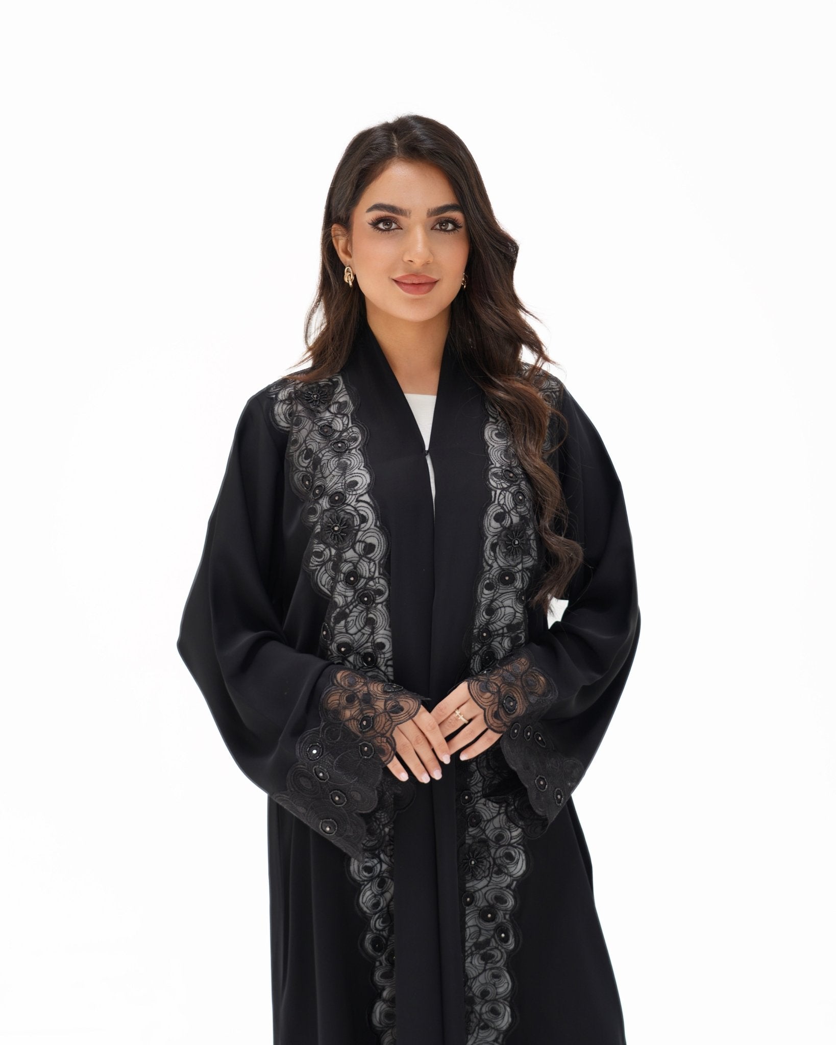 R328 Black Embroidery Beaded Abaya Abaya for Women UAE – Abaya – Rutba Fashion Abaya