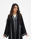 R329 Black Lace Abaya with Faceted Diamond Beads Abaya for Women UAE – Abaya – Rutba Fashion Abaya
